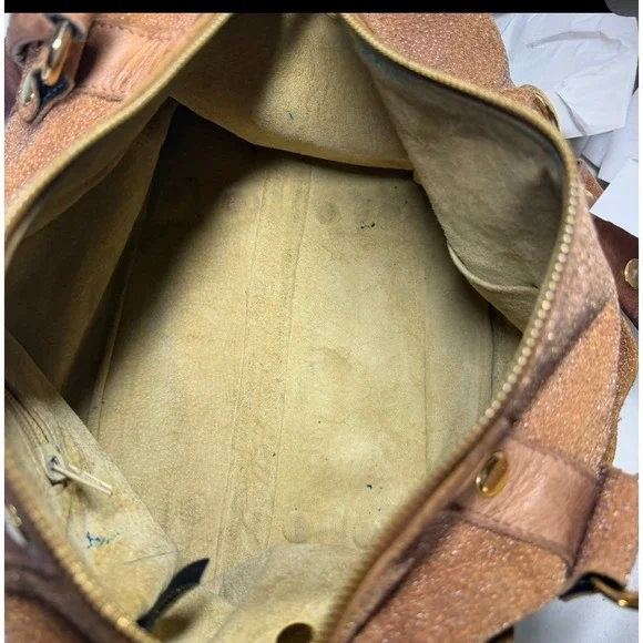 Hammitt Crystal Leather Doctor Bag Purse Satchel Brown Gold Studs - Picture 3 of 13